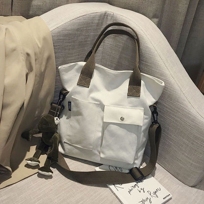 Canvas Bags Handbag Shoulder Large Solid Color Totes Shopper Bag Crossbody Bags