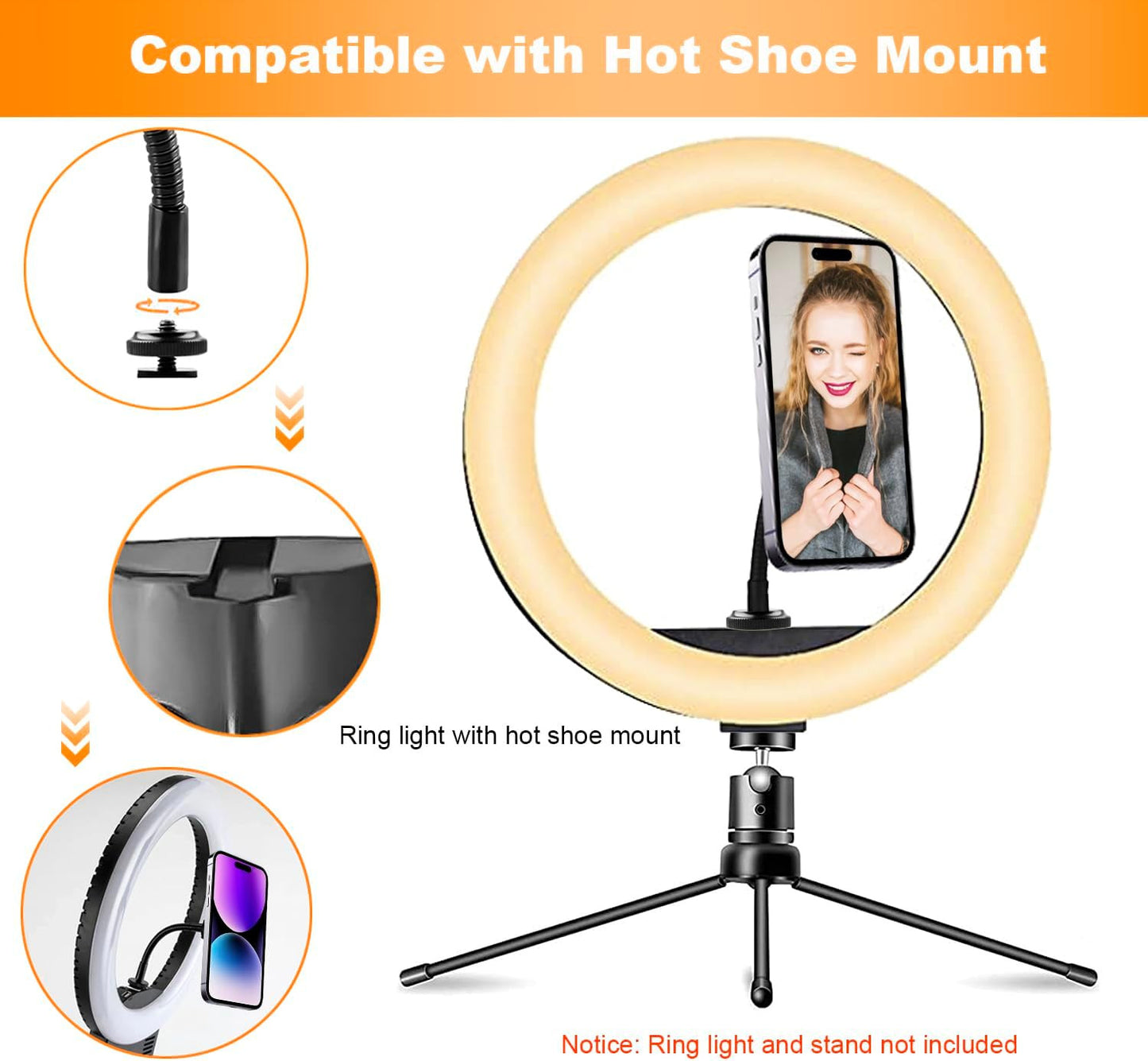 Ring Light Phone Holder Attachment, Strong Magnetic Phone Holder for Ring Light