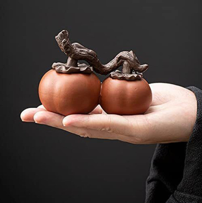 9.5cm Purple Clay Tea Pet Persimmon Tea Color Change Handmade Tea Tray Decor