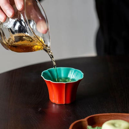 Chinese Jingdezhen Porcelain Tea Cup red Petal