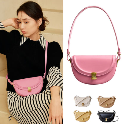 Small Mini Real Leather Flap Saddle Bag Shoulder Purse Clutch Crossbody Fasshion