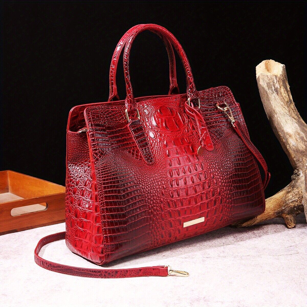 Crocodile Embossed Handbag Women's Fashion Leather Crossbody Bag Purse