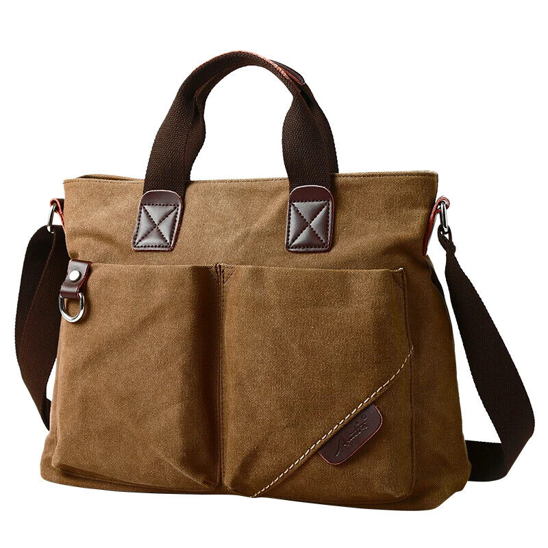 Canvas Men Handbag 14 inch Laptop Shoulder Bag Business Retro Messenger Bags