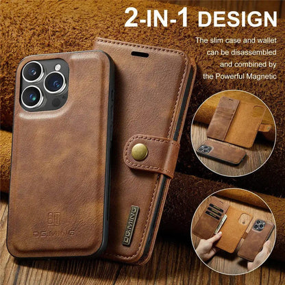 Detachable Magnetic Leather Phone Case – Wallet Kickstand Cover