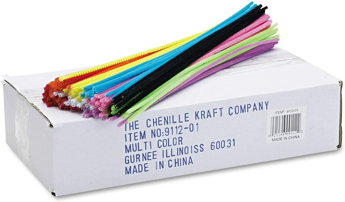 1,000 Pack 12"x0.15" Pipe Cleaners for Crafting- 10 Colors: Red,Pink,Blue & more
