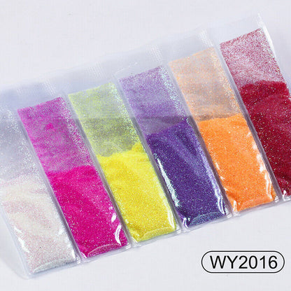 6 grids/bag Nail Art Sequins Colorful Nail Polish Flakes Foils For ManicurSE