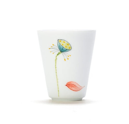 95ml Handpainted Lotus Print Fragrance Smelling Porcelain Cup Master Tea Cup New