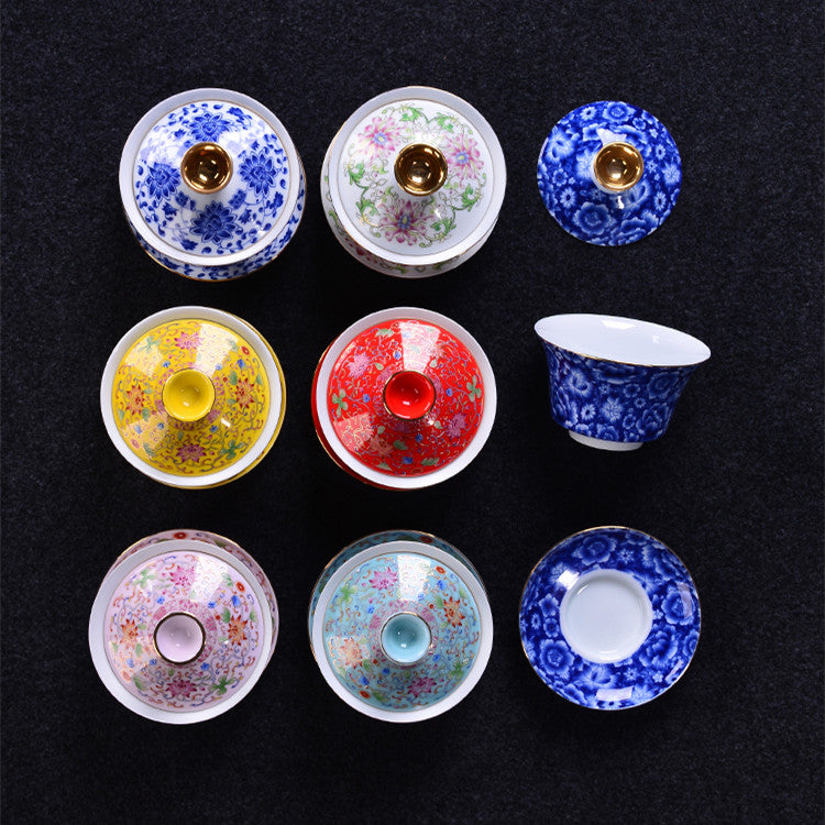Gaiwan Porcelain Bigger Tureen With Lid Covered Bowl Tea Cup Saucer 340ml China
