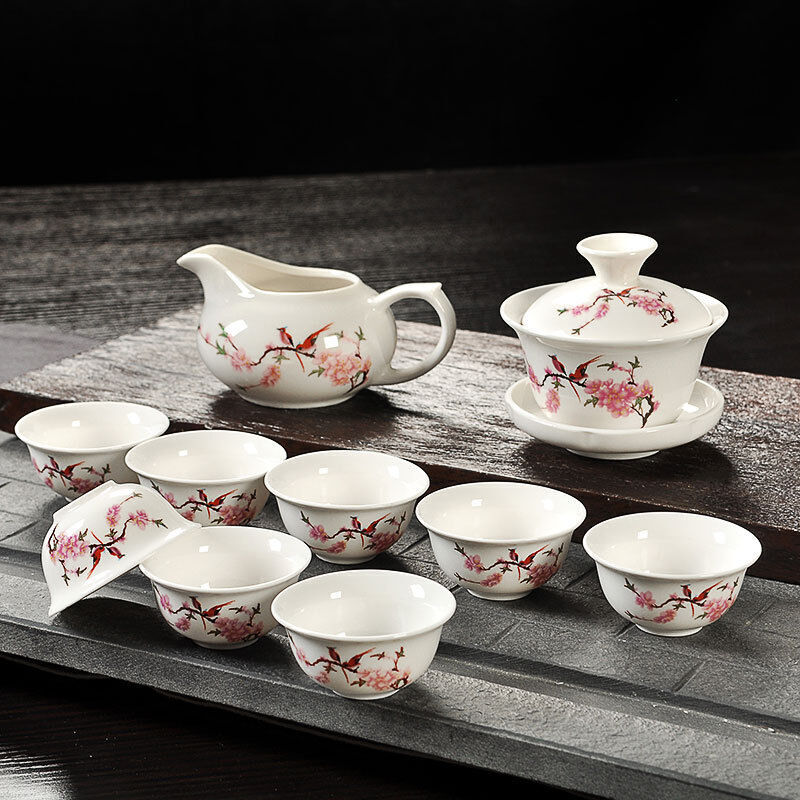 Chinese Kungfu Tea Set Porcelain Gaiwan Tureen Covered Tea Bowl Tea Cup Health