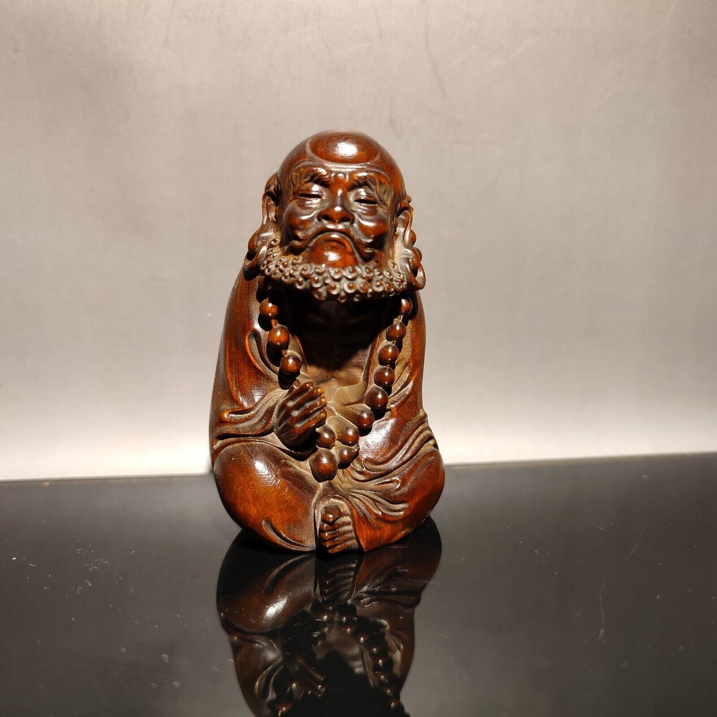 vintage wooden ornaments carved miniature small Boxwood Xmas gift buddha figure