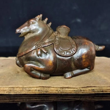 Antique Style "Horse Carrying Treasure" Ink Box Scholar's Desk Decor