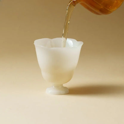 50ml Jade Ceramic Tea-tasting Smelling Cup Flower Mouth High Foot Cup Master Cup