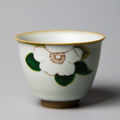 Ruyao Crackle Glaze Porcelain Tea Cup Handpainted Cup Antique Style Chinese Cup