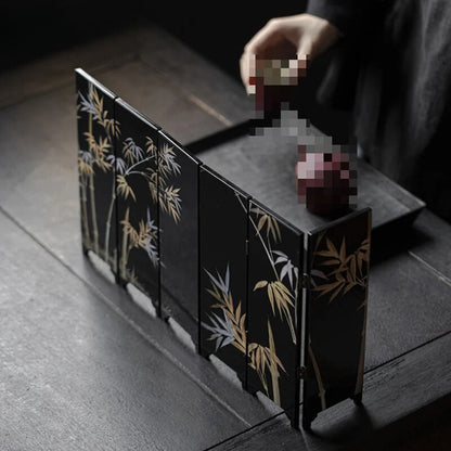 Tea Table Double-sided Small Screen Chinese Tea Table Lacquerware Tea Ceremony