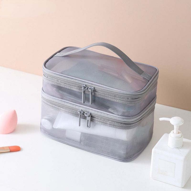 Luxury Clear Makeup Bag Mesh Cosmetic Purse Organizer Transparent Traveling Case