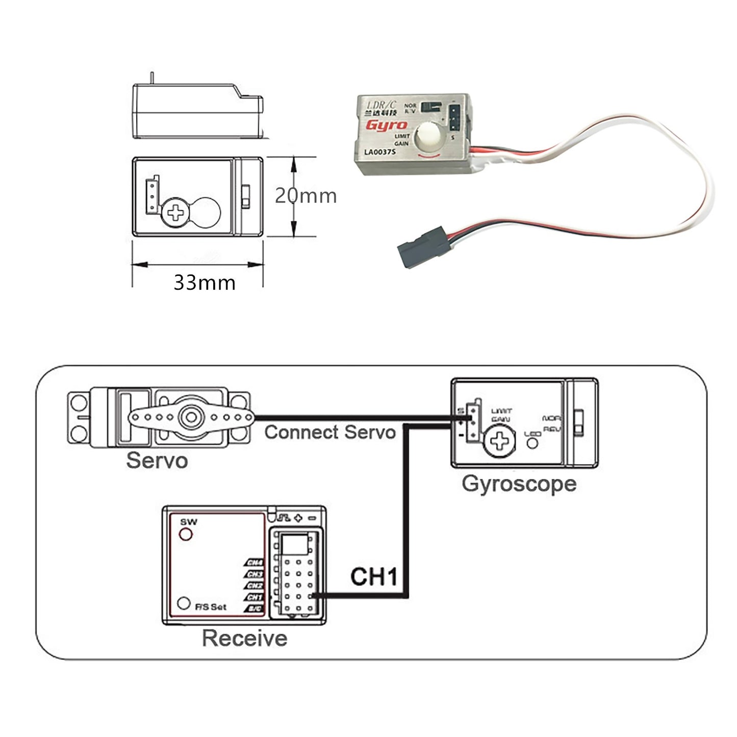 Adjustable Sensitivity Drift Running RC Car Auxiliary Gyro Module For WPL D12