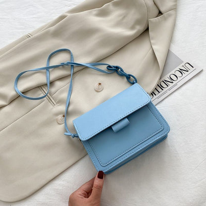 Small Crossbody Bag Lightweight Synthetic Leather Messenger Flap Handbag Purse