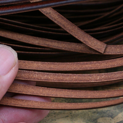 Coffee Genuine Real Leather Flat Cord DIY Crafts Strap Rope String Bracelet Long