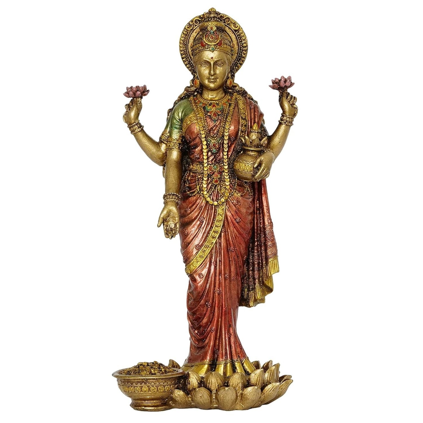 Handcrafted Standing Goddess Laxmi Ji Lakshmi Sculpture Idol Statue Figurine 10"