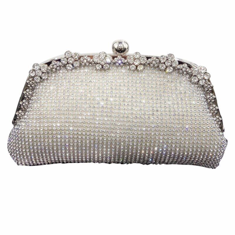 Chain Evening Bag Silver Wedding Bags Bride Women Party Handbag Clutch