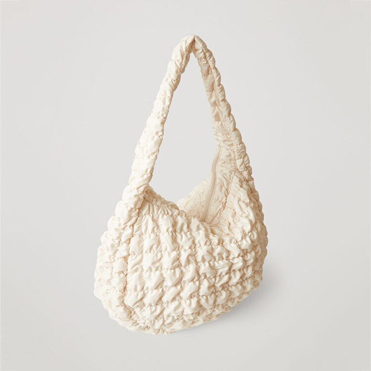 Tote Shoulder Bags Ruched Handbag Nylon Quilted Padded Crossbody Bag
