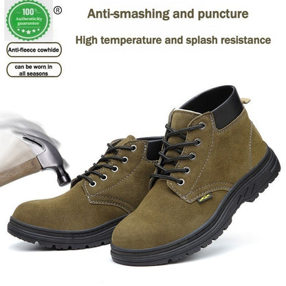 Smash-resistant and Stab-resistant Cowhide Labor Protection Shoes
