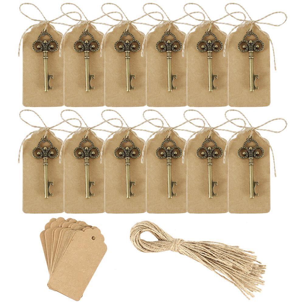 Key Bottle Opener Keychain 50Pcs Metal Kraft Wine Beer Wedding Favors Gift 6.8cm