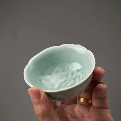 Peony Ceramic Tea Cup Set Teaware Wine Bowl For Tea Ceremony Coffee Teacup