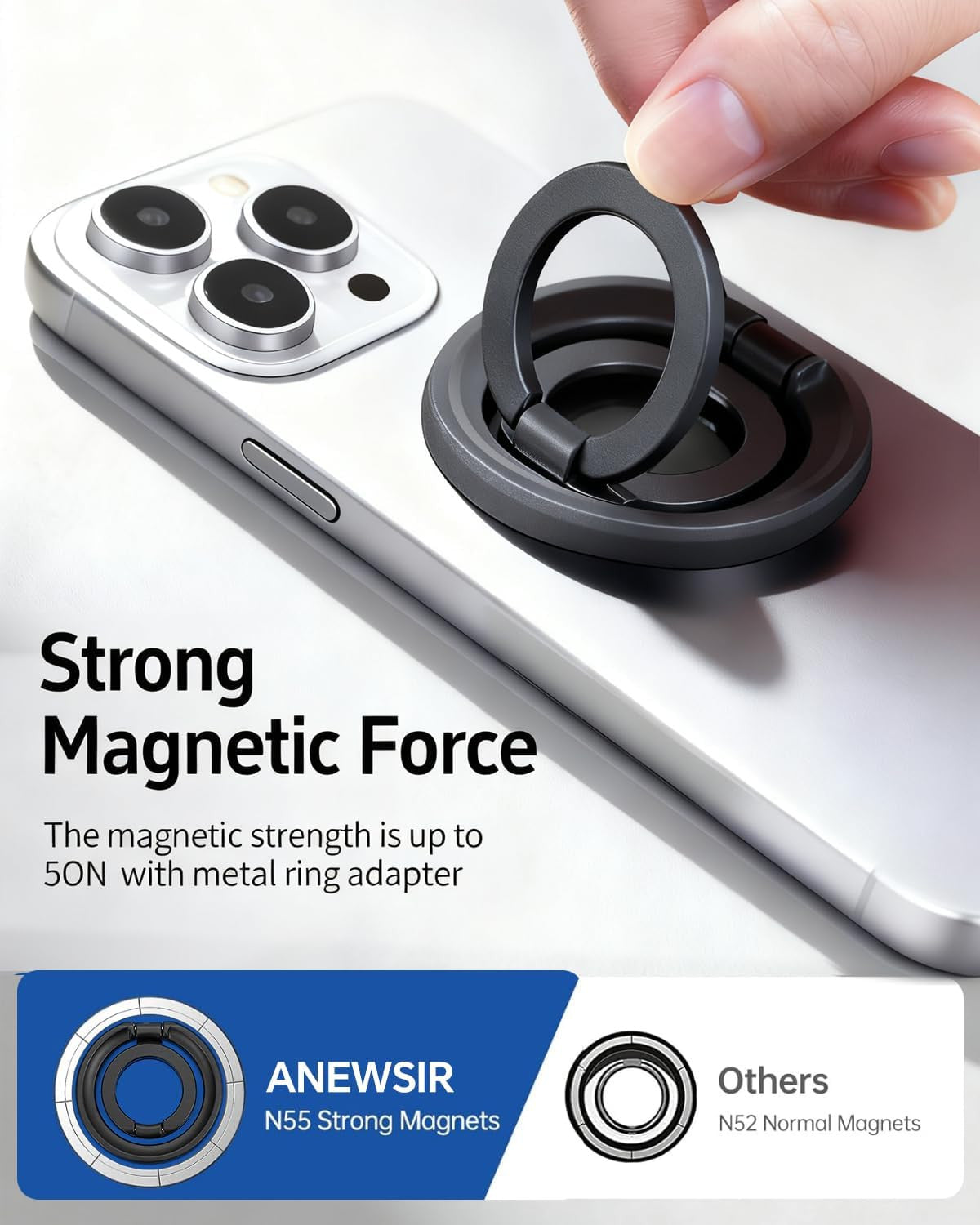 Magnetic Phone Ring Magsafe Phone Grip, Magnetic Cell Phone Stand Holder Finger