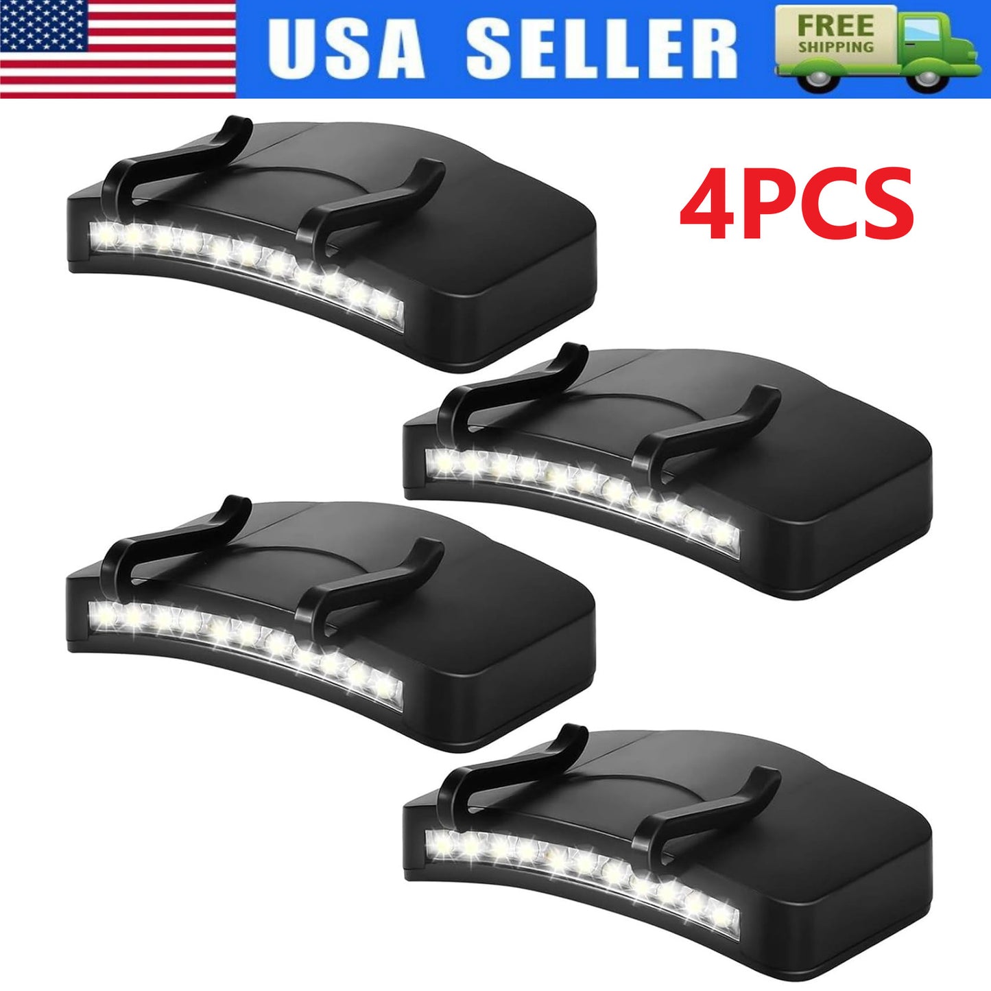 4x Ultra Bright Hand Free LED Clip on Cap Light for Fishing Camping Baseball Cap