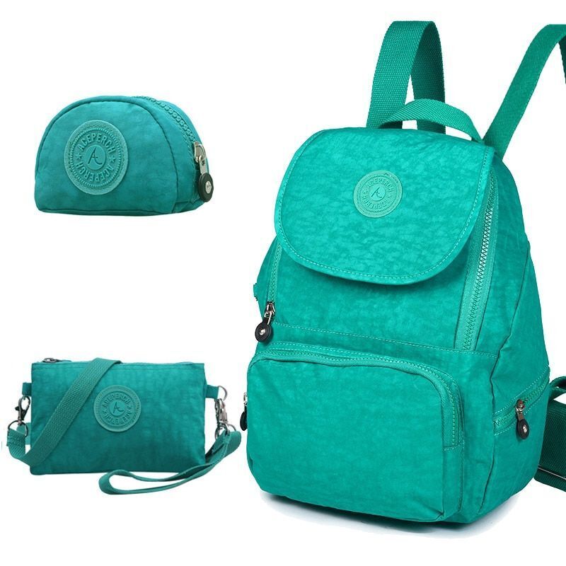 Women Backpack Waterproof Nylon Casual Traveling Bags Nylon 20-35 L Pink/Green