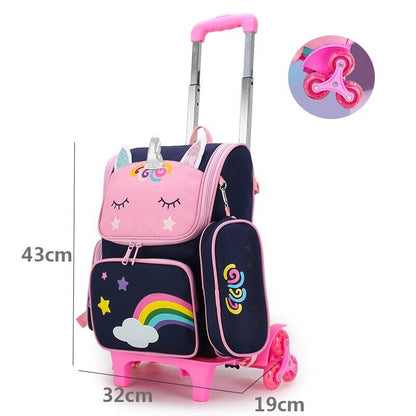 School Bags Backpack girls Trolley Bag Wheels Student Kids Backpack Bag