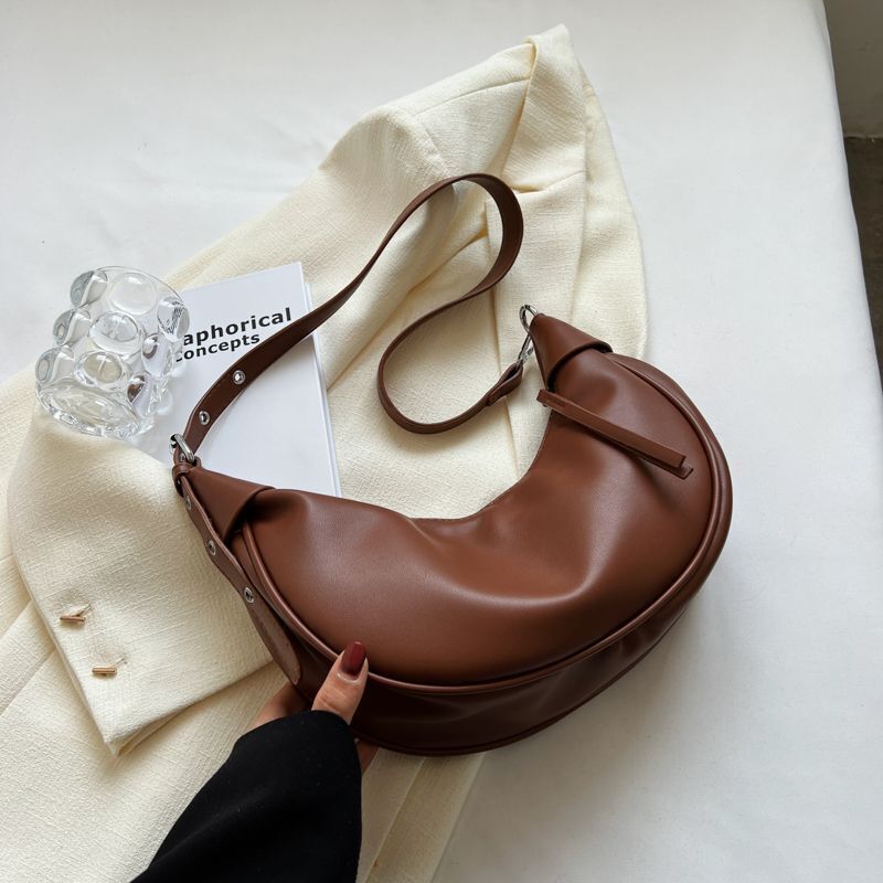 Synthetic Leather Shoulder Bag Crossbody Dumpling Hobo Purse Nylon Zipper 1 PC