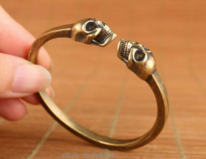New Copper Hand Carving Skull Bracelet Statue Decoration Collection