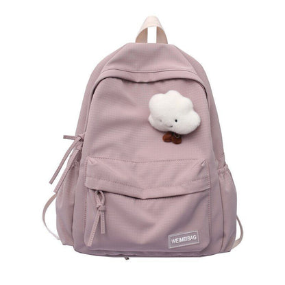 Waterproof Nylon School Backpack Large Solid Color Travel Bag College Schoolbag