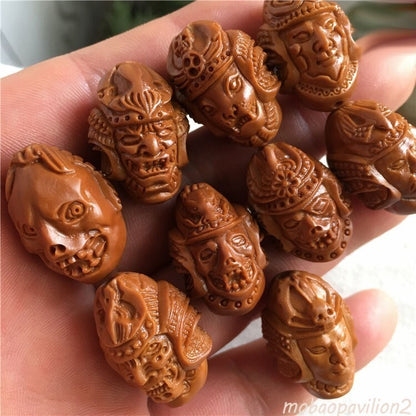 Nut Carved Bracelet Devil Soldier Head Statue Bead Chain Collection