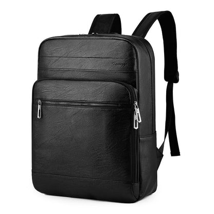 Multifunctional Backpack Men PU Leather Laptop Backbag Portable Travel Bag Male