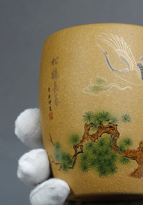 Handmade Teacup Crane Painted Master Cup 200ml Real Yixing Zisha Duan Clay Cup
