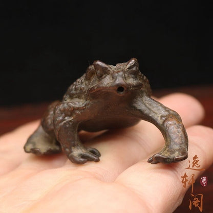 Brass Frog Statue Garden River Home Ornament Small Wealthy Tea Pet Mascot Animal