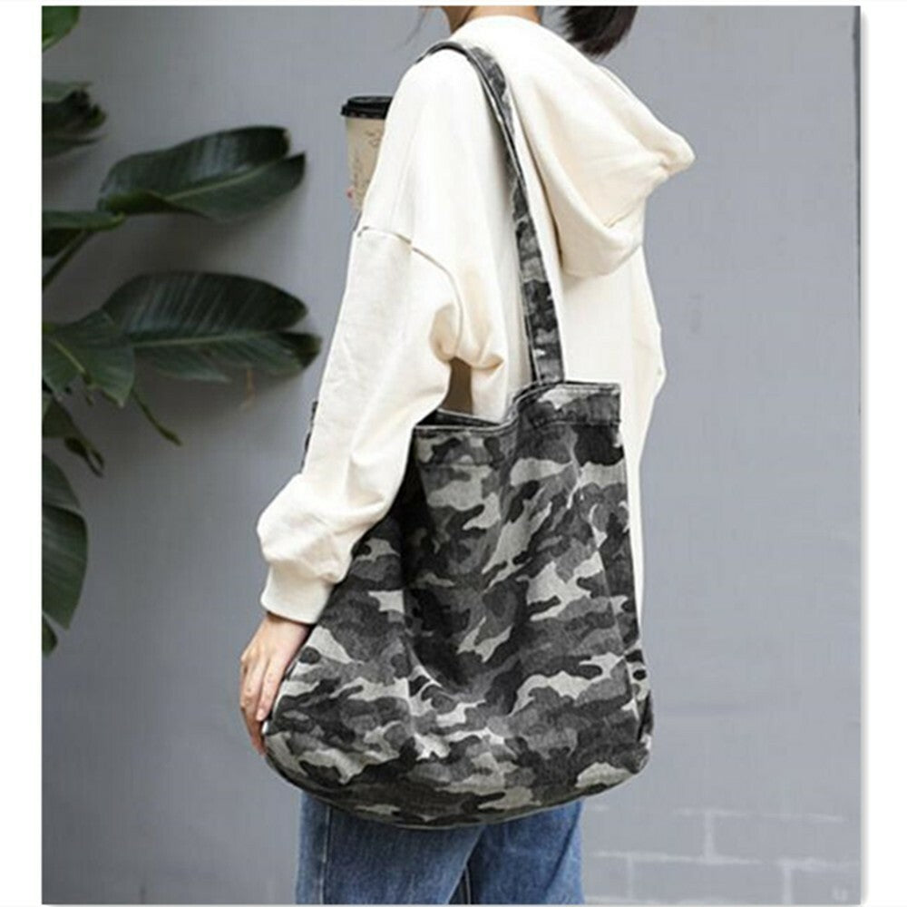 Canvas Camouflage Large Tote Shoulder Bag Shopping Handbag Women Gifts