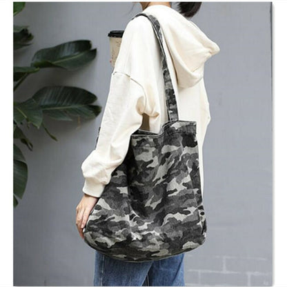 Canvas Camouflage Large Tote Shoulder Bag Shopping Handbag Women Gifts