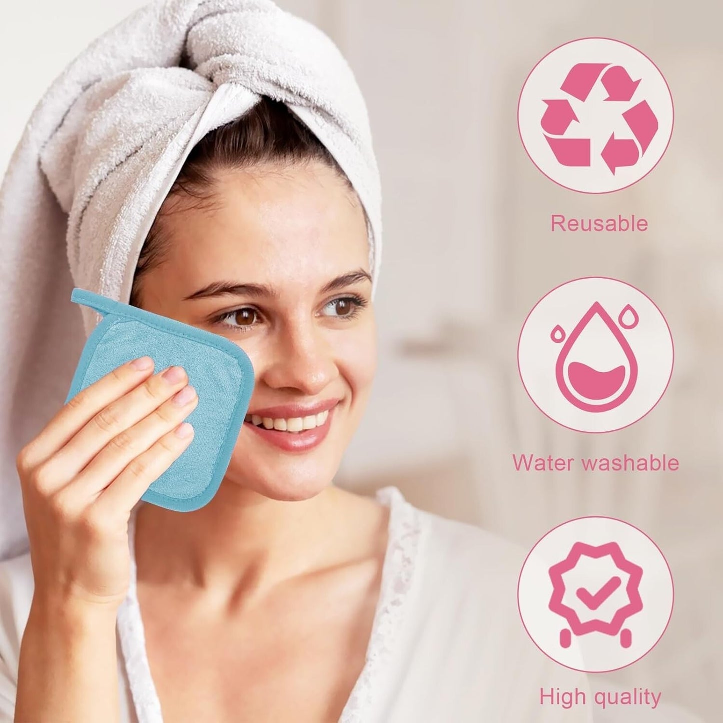 Makeup Remover Cloth,Ultra Soft and Reusable Microfiber (6 in x 6 in)