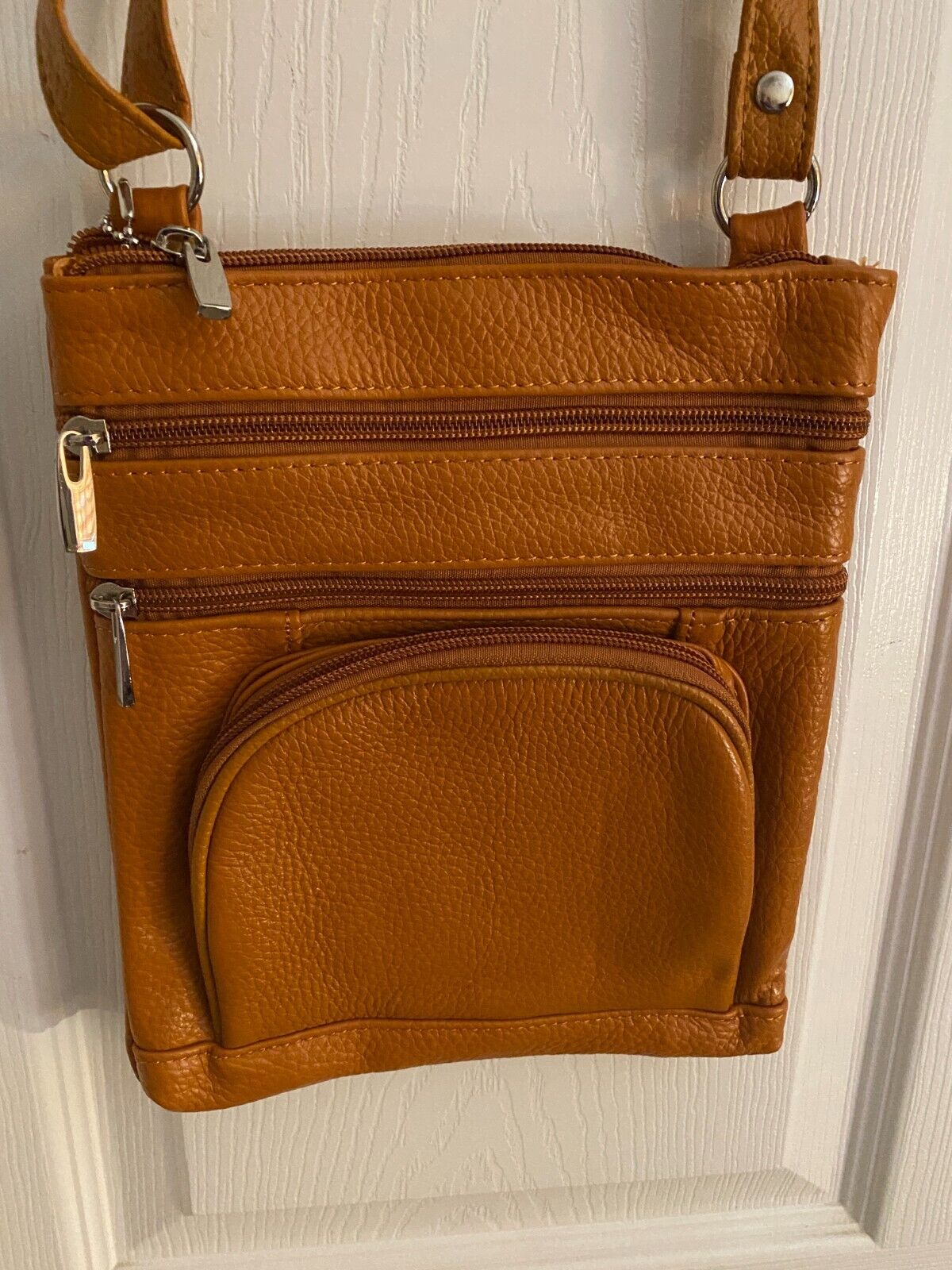 14 COLORS - Roma Leathers 6 Compartment 100% CROSSBODY LEATHER BAG 9.5" X 7.5"