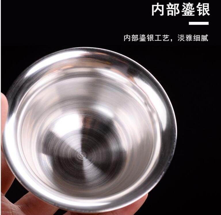 150ml Boutique Jingdezhen Pure Silver Bowl Porcelain Kung Fu Tea Set Gaiwan