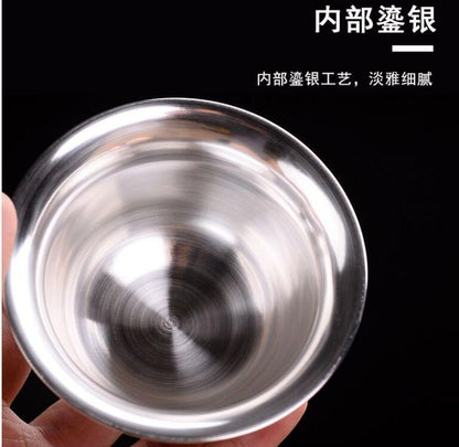 150ml Boutique Jingdezhen Pure Silver Bowl Porcelain Kung Fu Tea Set Gaiwan