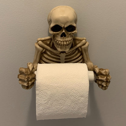 Skeleton Toilet Paper Holder with Keyhole Slot for Wall Mounting, Spooky Skull