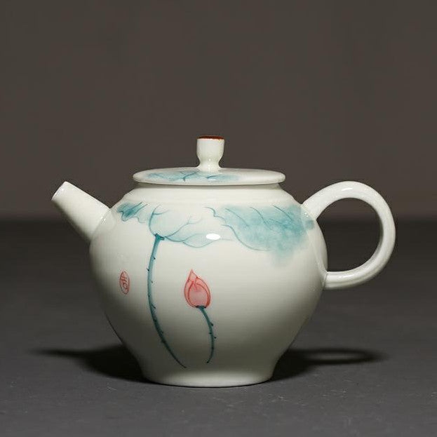 150ml Porcelain Hand Painted Lotus Pattern Teapot Chinese Kung Fu Drinkware
