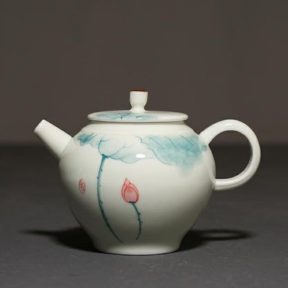 150ml Porcelain Hand Painted Lotus Pattern Teapot Chinese Kung Fu Drinkware