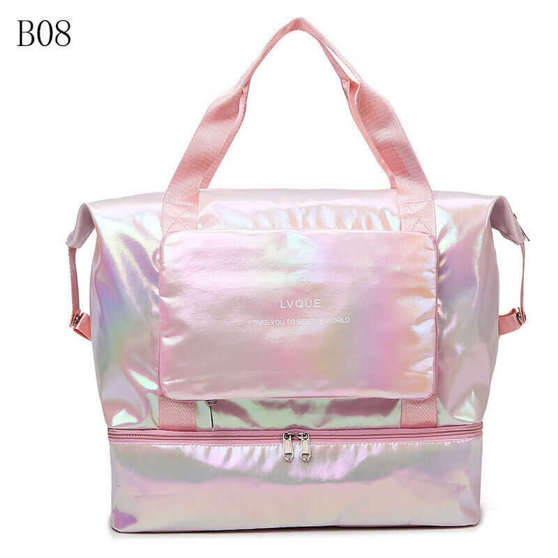 Pearlescent Folding Travel Shoulder Bag Waterproof Handbag Dry Wet Separation