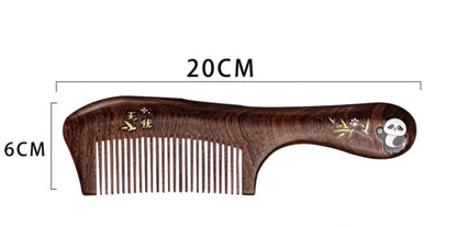 Natural Sandalwood Comb Panda Design Golden Sandalwood Hair Comb 20cm